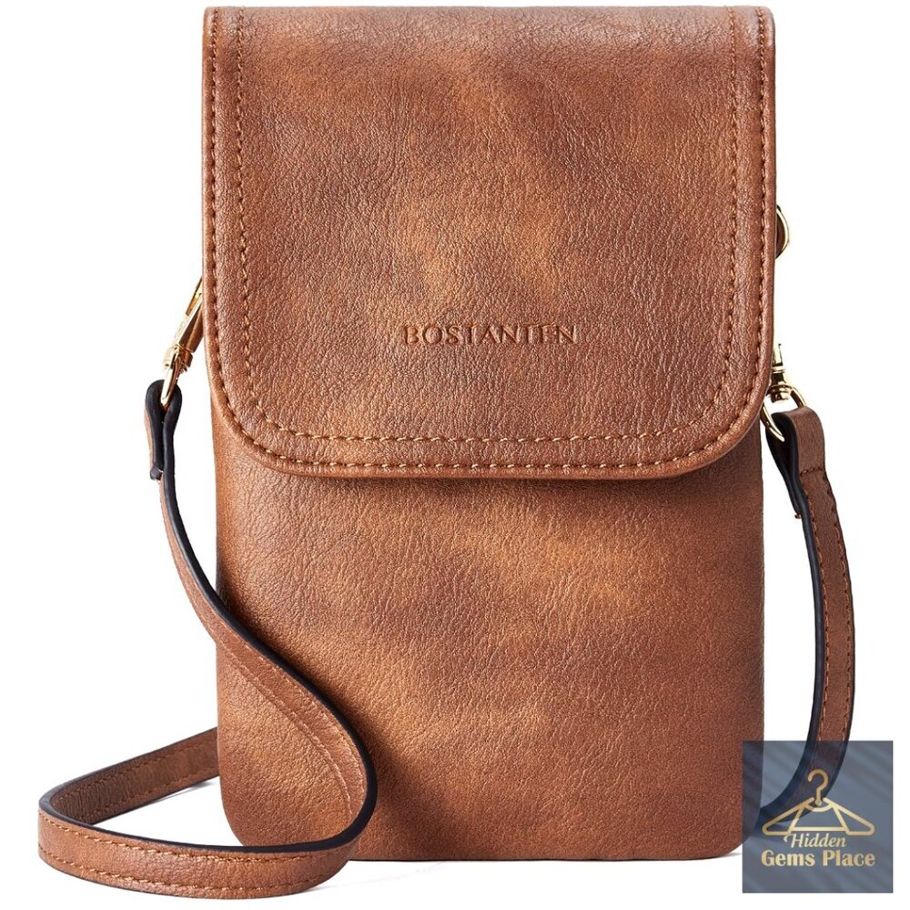 Vegan Leather Crossbody Phone Bag with Adjustable Strap